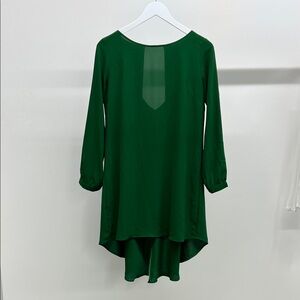 Elegant Green Silk Long Sleeve Dress